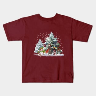 Bloodhound Basset Hound Snowman Christmas T shirt Kids T-Shirt